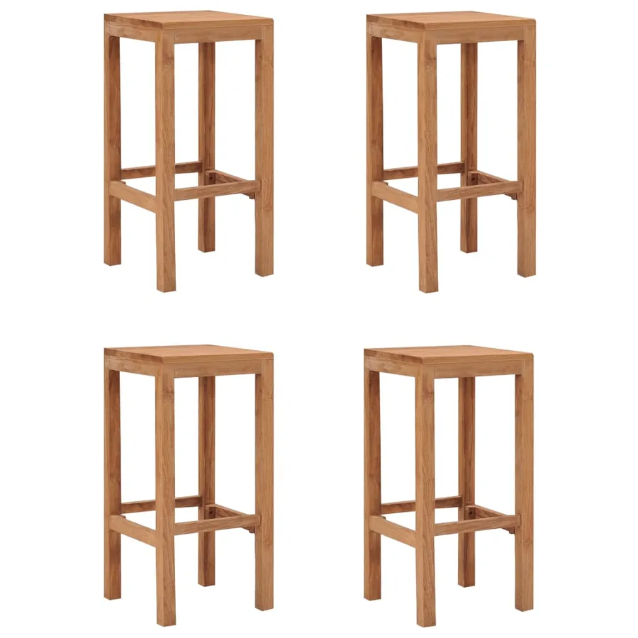 Tabourets de bar lot de 4 bois de teck massif