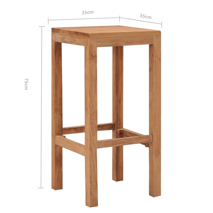 Tabourets de bar lot de 4 bois de teck massif - 6