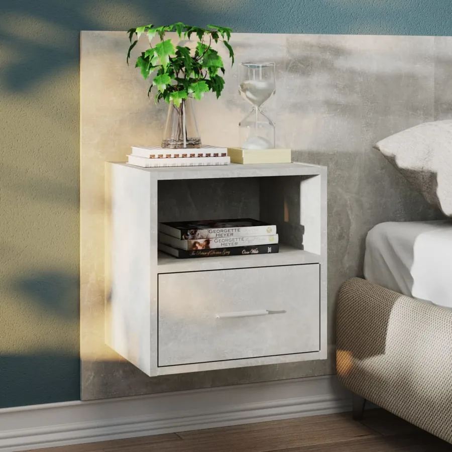 Tables de chevet murales 2 pcs Gris béton - 3