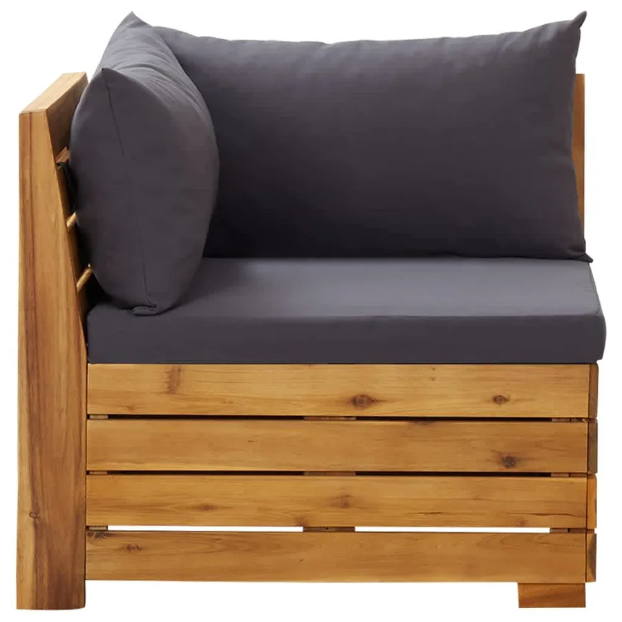Salon de jardin 2 pcs avec coussins Bois d'acacia solide - 2