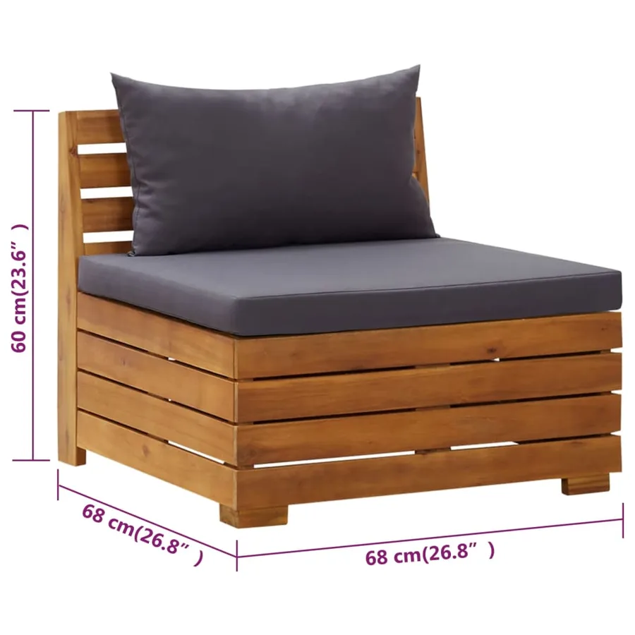 Salon de jardin 2 pcs avec coussins Bois d'acacia solide - 9