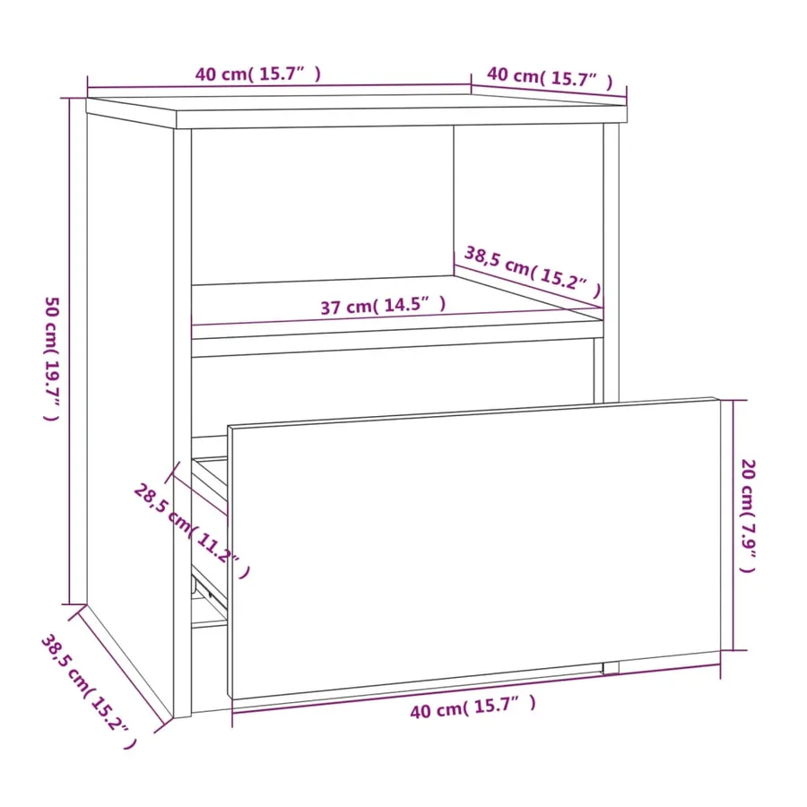 Table de chevet sonoma gris 40x40x50 cm bois d'ingénierie - 8