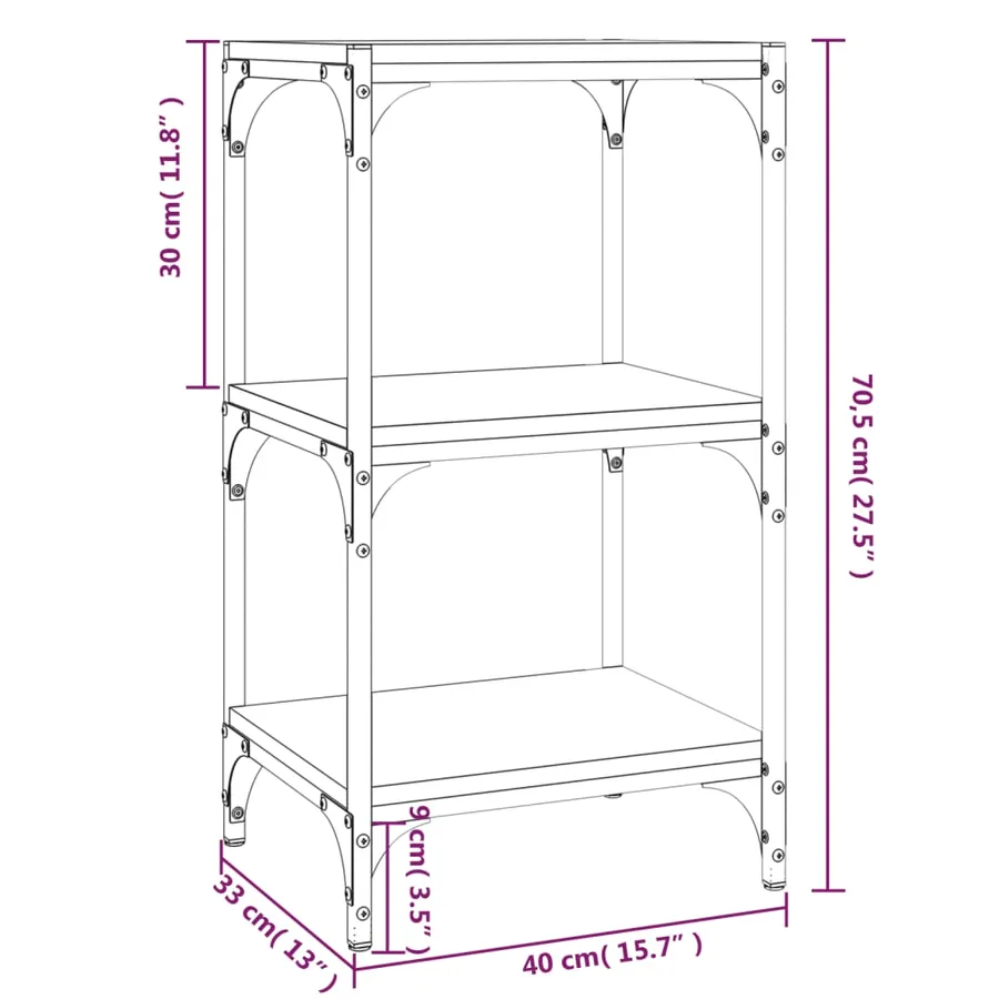 Bibliothèque Chêne Sonoma 40x33x70,5 cm Bois d'ingénierie acier - 9