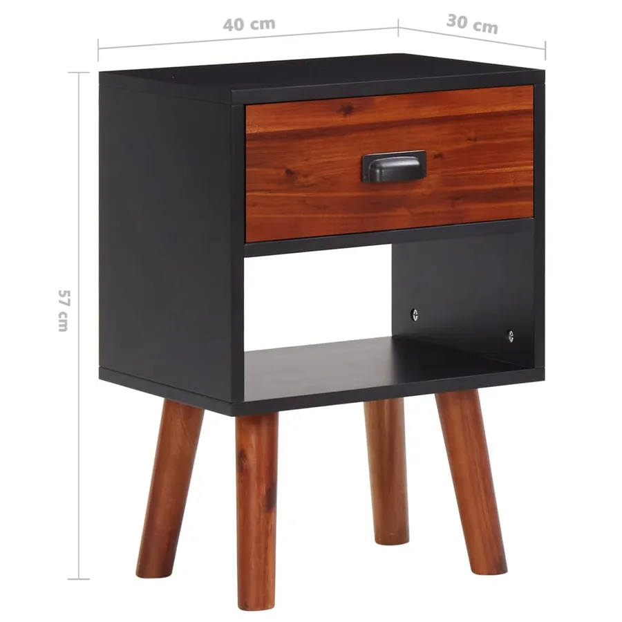 Bois d'acacia massif Table de chevet 40x30x57 cm - 7