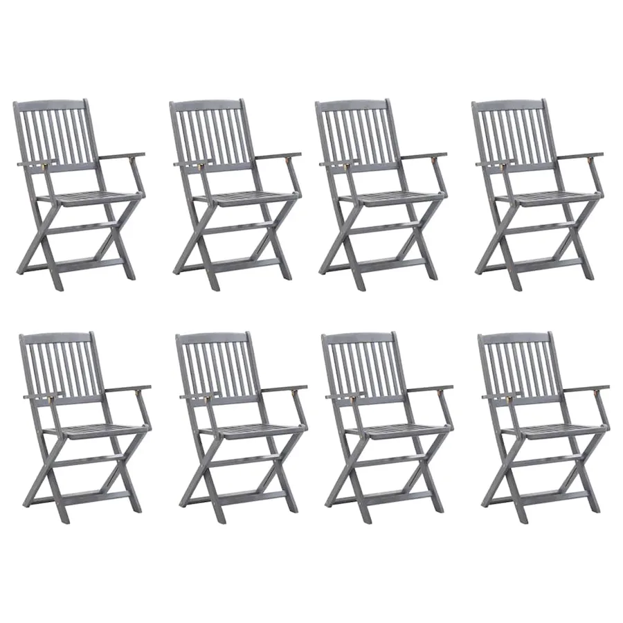 Chaises pliables d'extérieur lot de 8 et coussins Bois d'acacia - 2