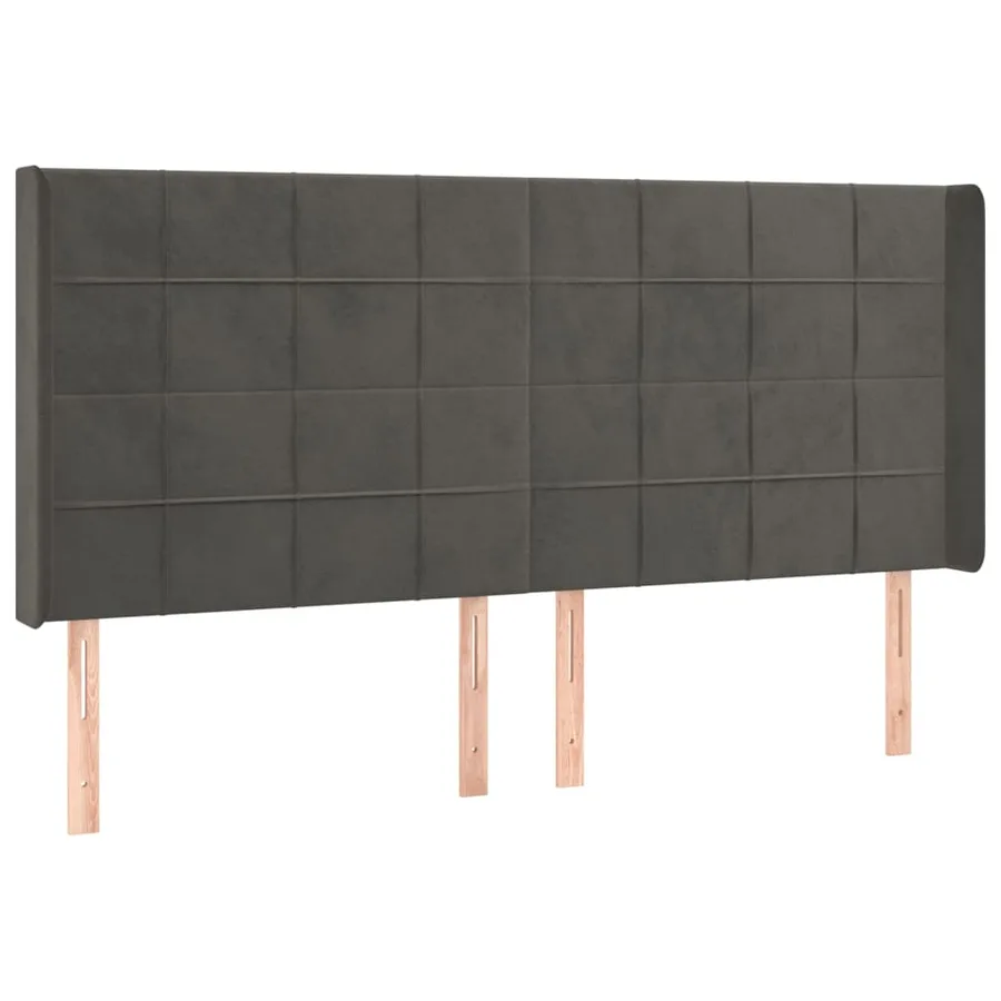 Tête de lit avec oreilles Gris foncé 203x16x118/128 cm Velours - 2