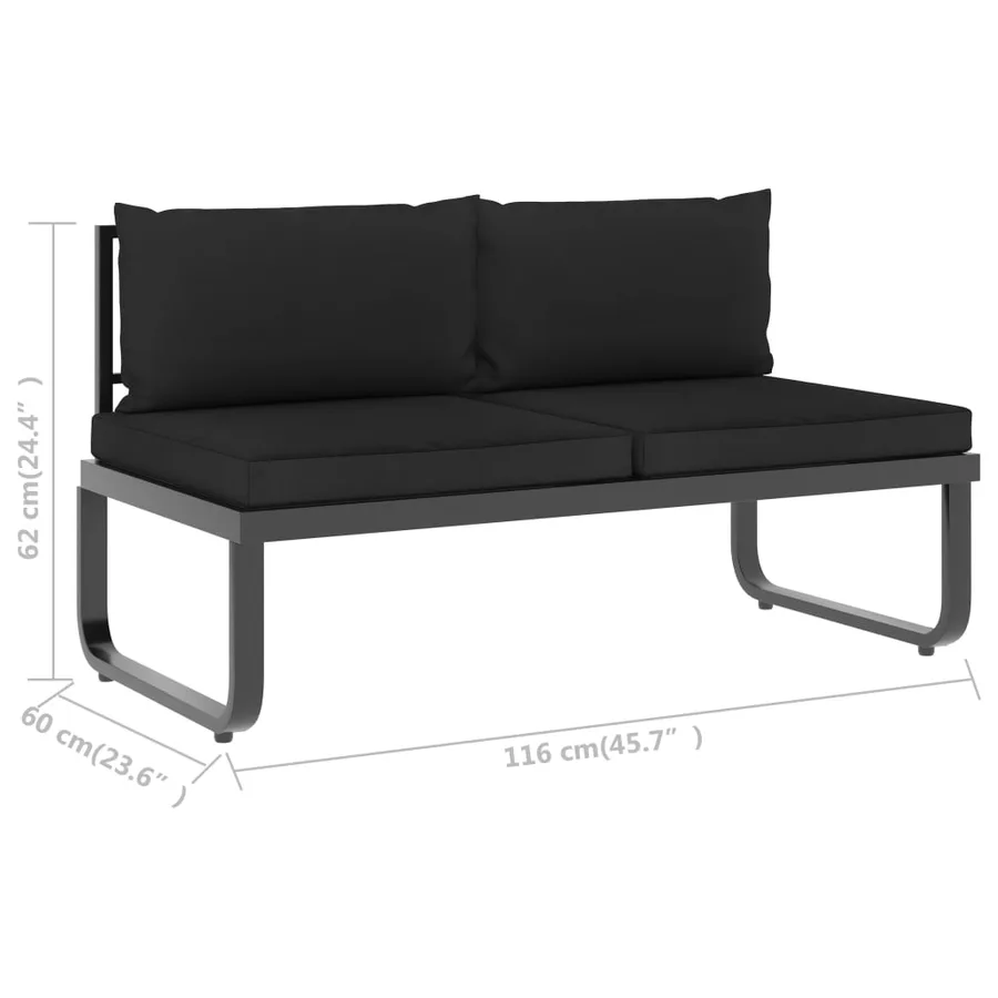 Canapé d'angle de jardin à 5 places avec coussins Aluminium WPC - 13