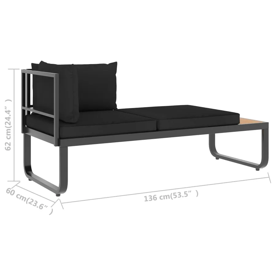 Canapé d'angle de jardin à 5 places avec coussins Aluminium WPC - 14
