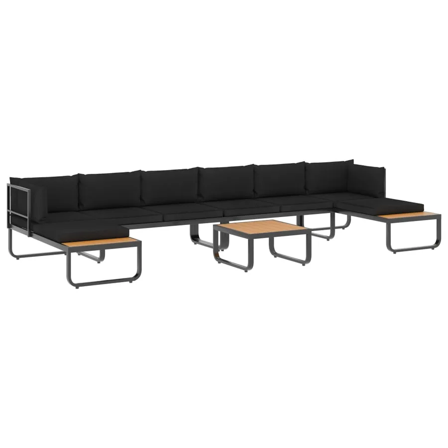 Canapé d'angle de jardin à 5 places avec coussins Aluminium WPC - 2