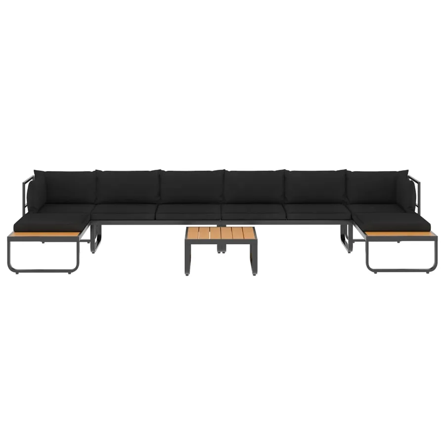 Canapé d'angle de jardin à 5 places avec coussins Aluminium WPC - 3
