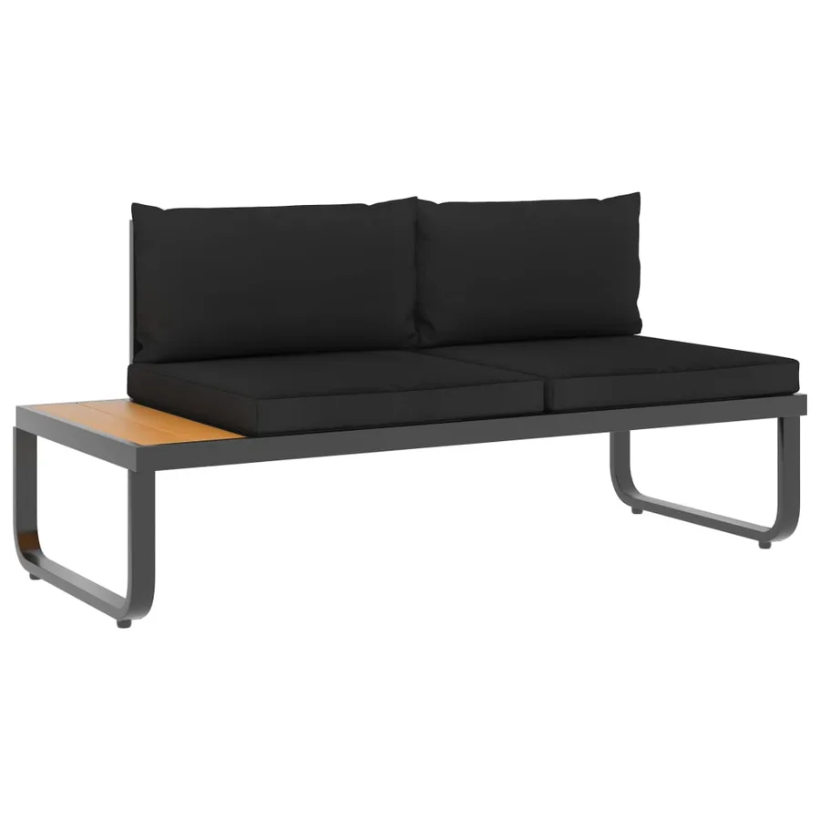 Canapé d'angle de jardin à 5 places avec coussins Aluminium WPC - 4