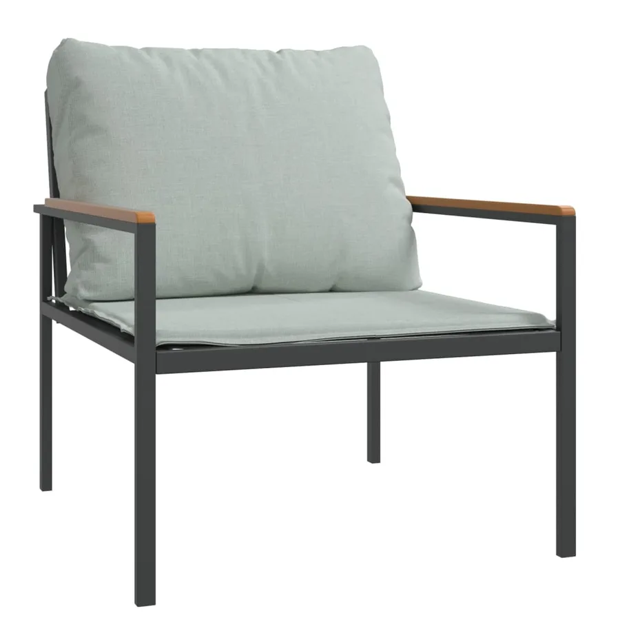 Salon de jardin avec coussins 3 pcs anthracite acier - 3
