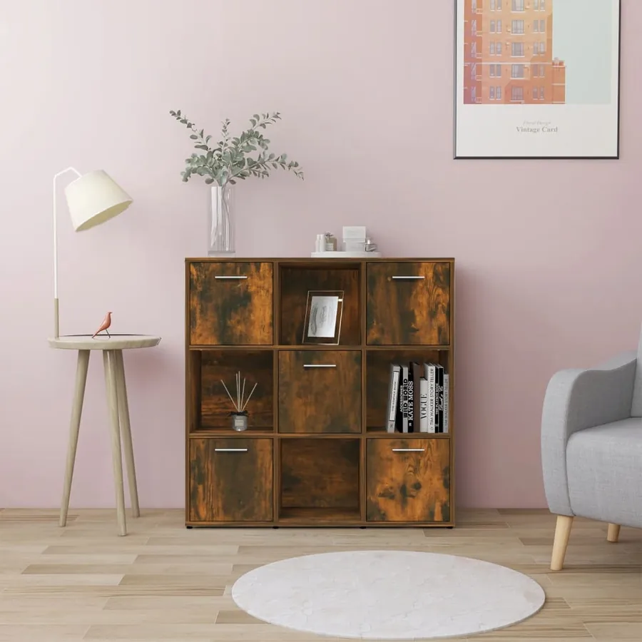 Bibliothèque Chêne fumé 90x30x90 cm Bois d'ingénierie