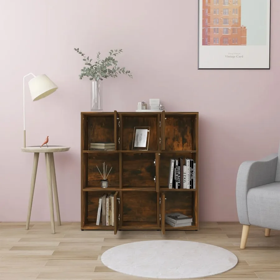 Bibliothèque Chêne fumé 90x30x90 cm Bois d'ingénierie - 3