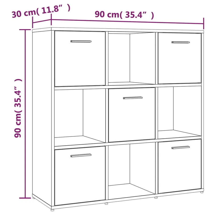 Bibliothèque Chêne fumé 90x30x90 cm Bois d'ingénierie - 8