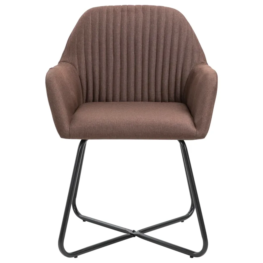 Chaises à manger lot de 2 marron tissu - 3
