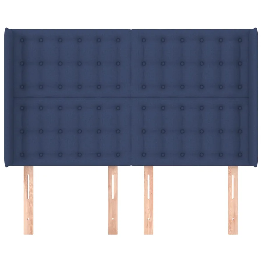 Tête de lit avec oreilles Bleu 147x16x118/128 cm Tissu - 3