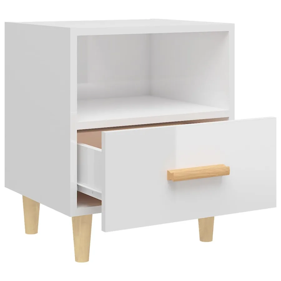 Tables de chevet 2 pcs blanc brillant 40x35x47 cm - 6