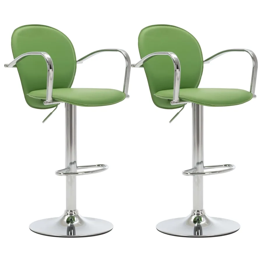 Tabourets de bar avec accoudoir lot de 2 vert similicuir - 2