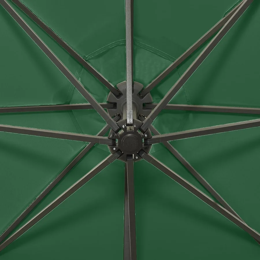 Parasol de jardin en porte-à-faux et mât et lumières LED vert - 8