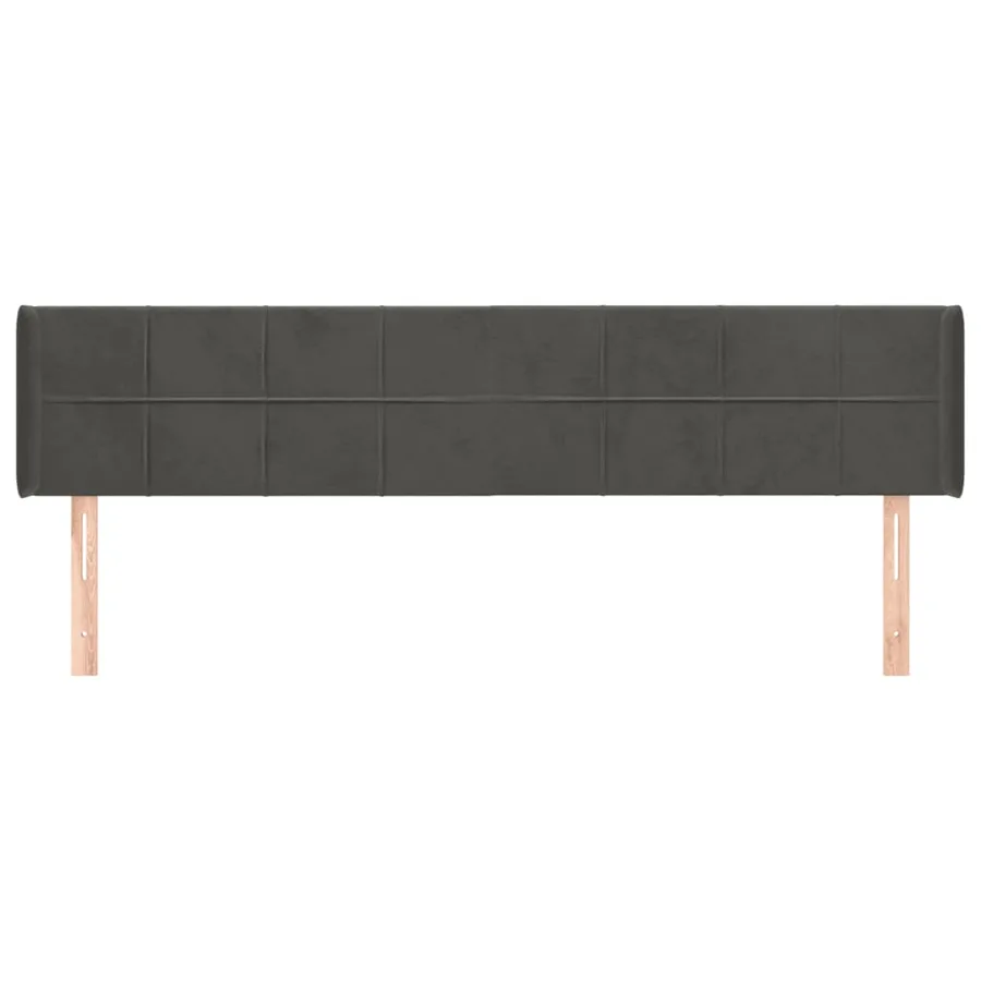 Tête de lit avec oreilles Gris foncé 163x16x78/88 cm Velours - 3