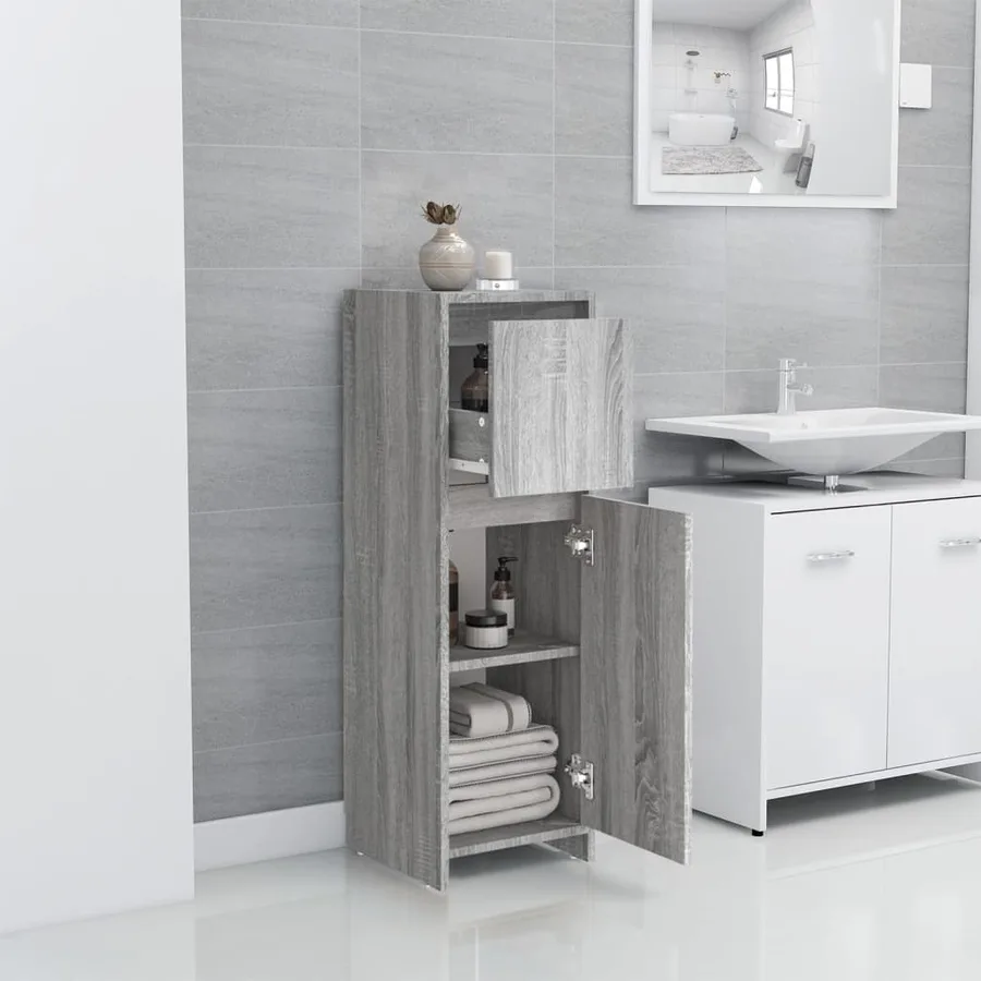 Armoire de bain Sonoma gris 30x30x95 cm Bois d'ingénierie - 9