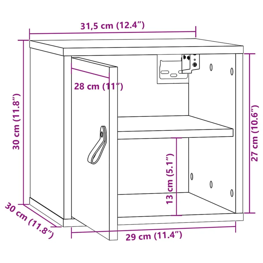 Armoires murales 2 pcs Blanc 31,5x30x30 cm Bois de pin massif - 13