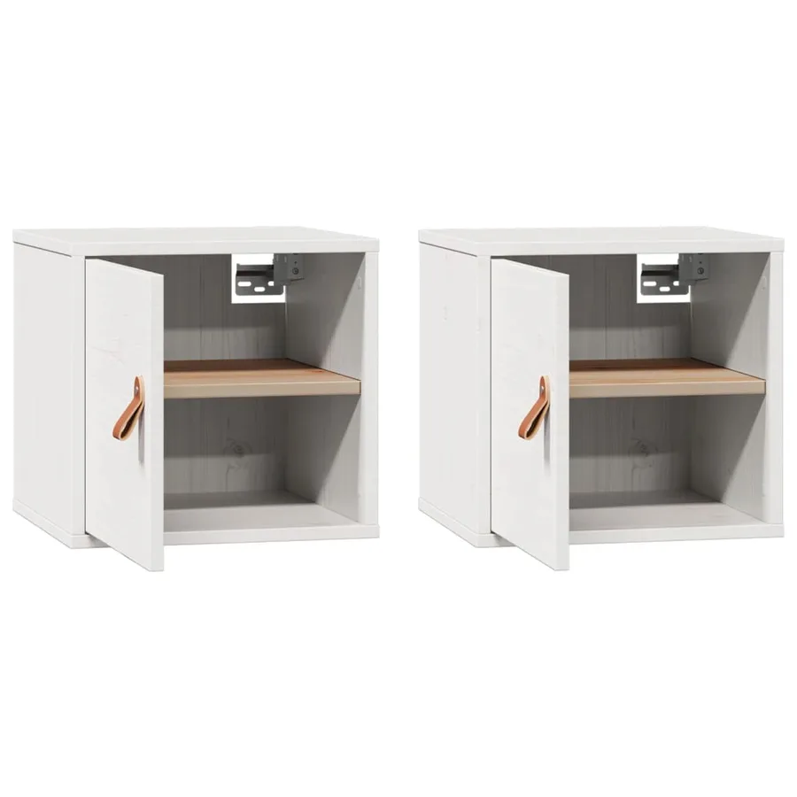 Armoires murales 2 pcs Blanc 31,5x30x30 cm Bois de pin massif - 6