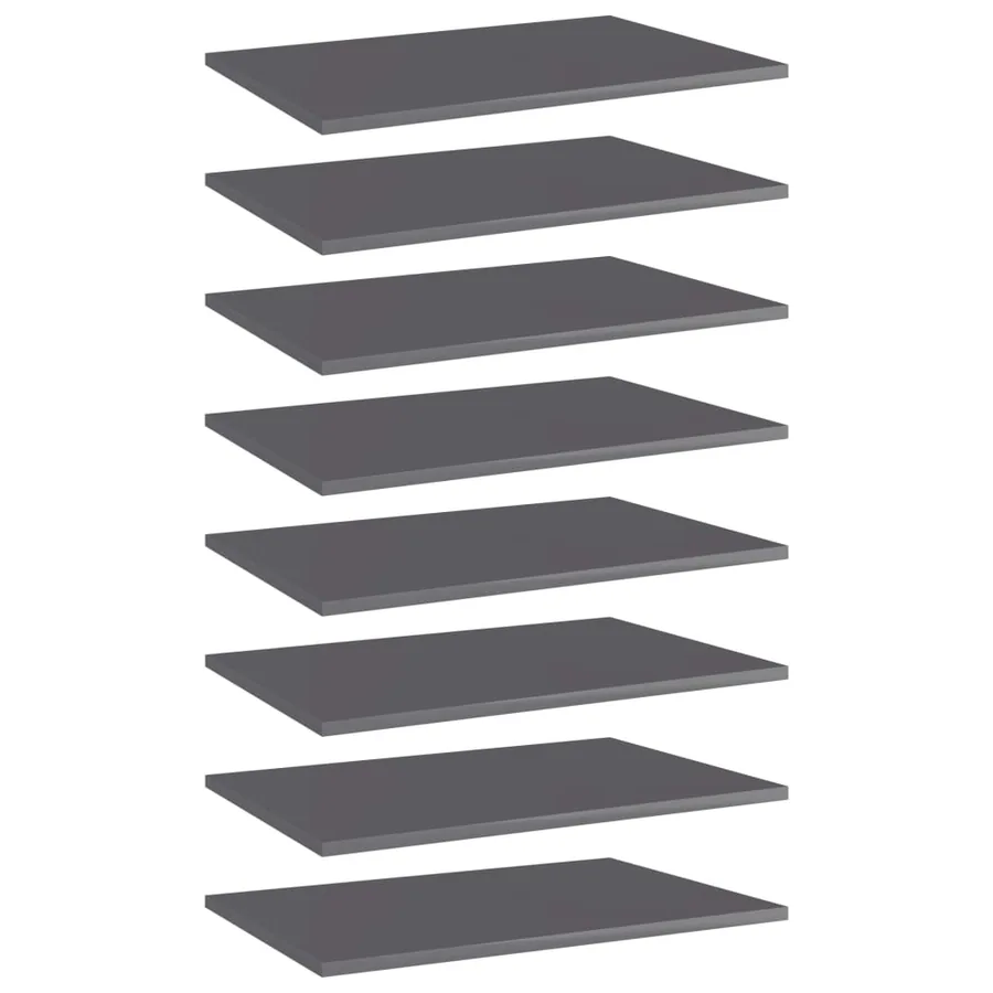 Panneaux de bibliothèque 8 pcs gris brillant bois d’ingénierie