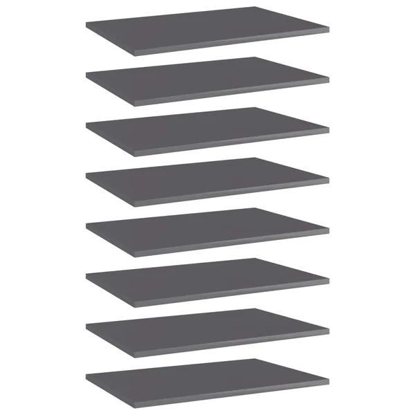 Panneaux de bibliothèque 8 pcs gris brillant bois d’ingénierie