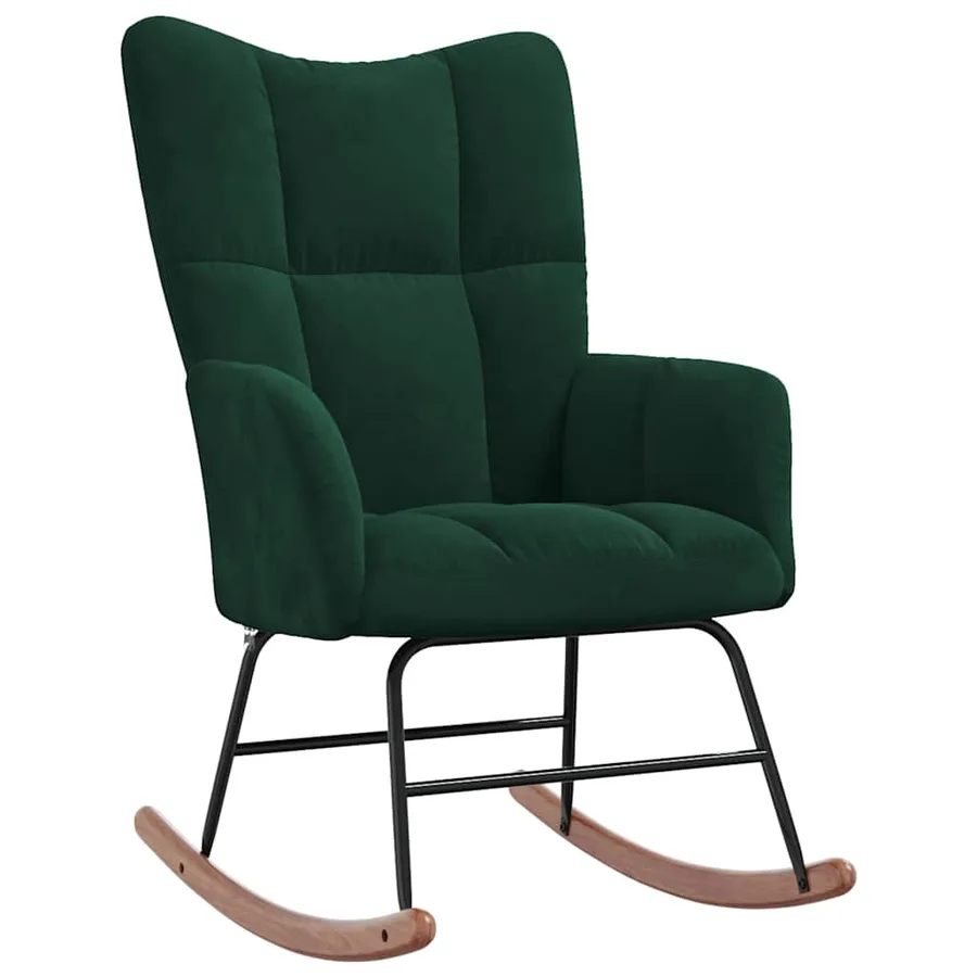 Chaise à bascule Vert foncé Velours - 2