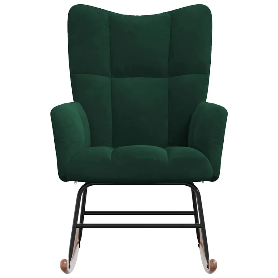 Chaise à bascule Vert foncé Velours - 4