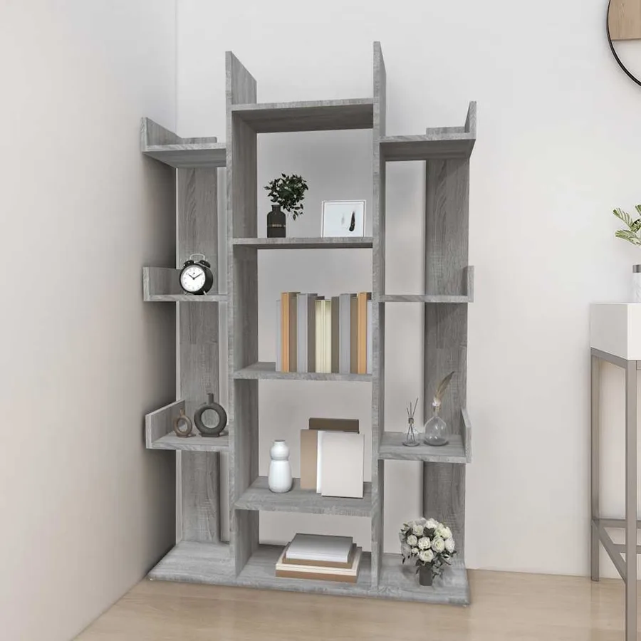 Bibliothèque Sonoma gris 86x25,5x140 cm Bois d'ingénierie - 3