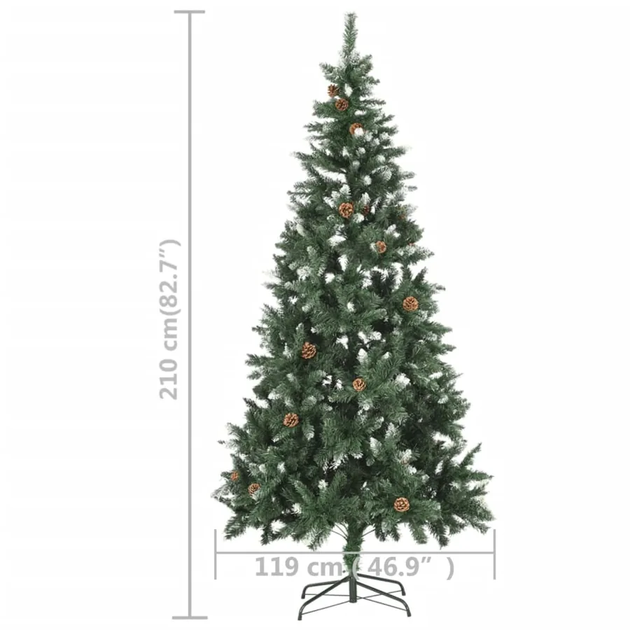 Sapin de Noël artificiel pré-éclairé et pommes de pin 210 cm - 9