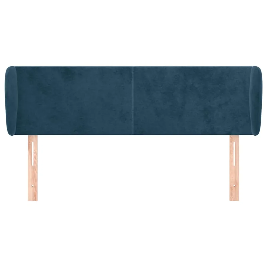 Tête de lit avec oreilles Bleu foncé 147x23x78/88 cm Velours - 3