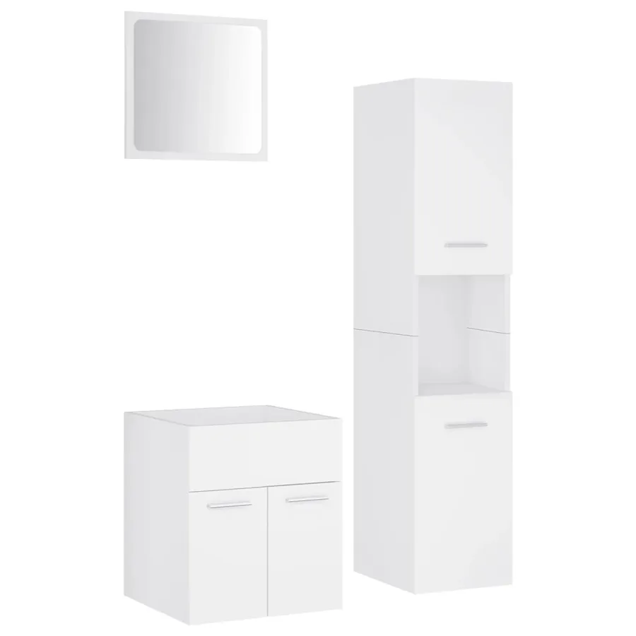 Ensemble de meubles de salle de bain Blanc Aggloméré - 2