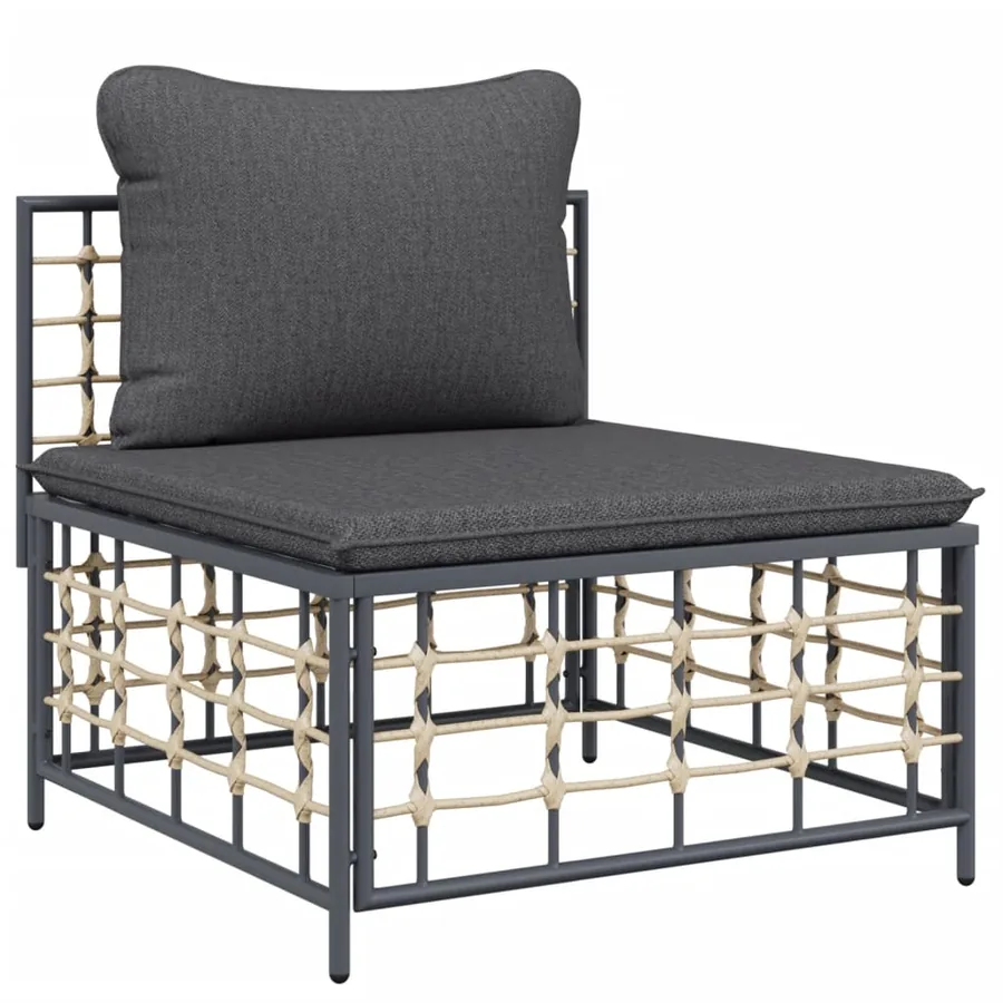 Salon de jardin 6 pcs avec coussins anthracite résine tressée - 5