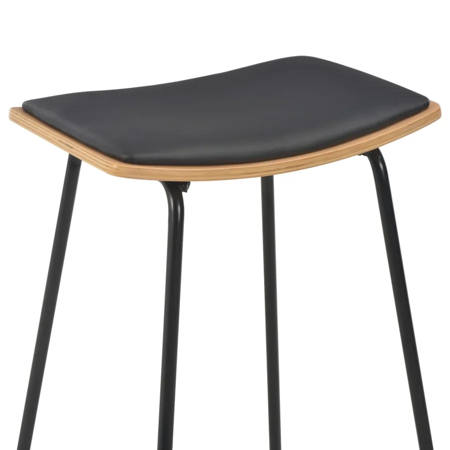 Tabourets de bar lot de 4 noir similicuir - 5