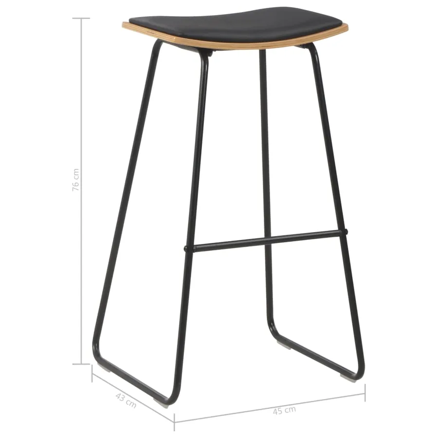 Tabourets de bar lot de 4 noir similicuir - 8