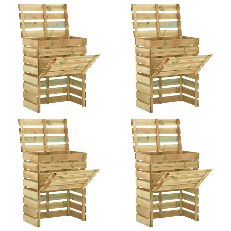 Composteur de jardin à lattes 4 pcs 80x50x100 cm Pin imprégné