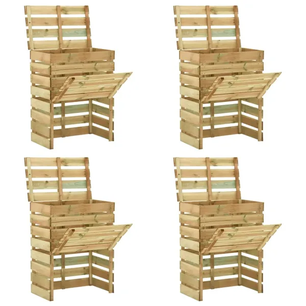 Composteur de jardin à lattes 4 pcs 80x50x100 cm Pin imprégné
