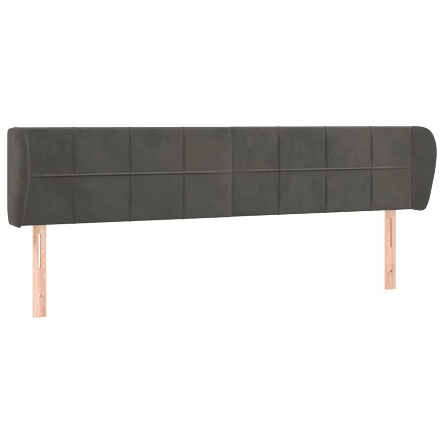 Tête de lit avec oreilles Gris foncé 163x23x78/88 cm Velours - 2
