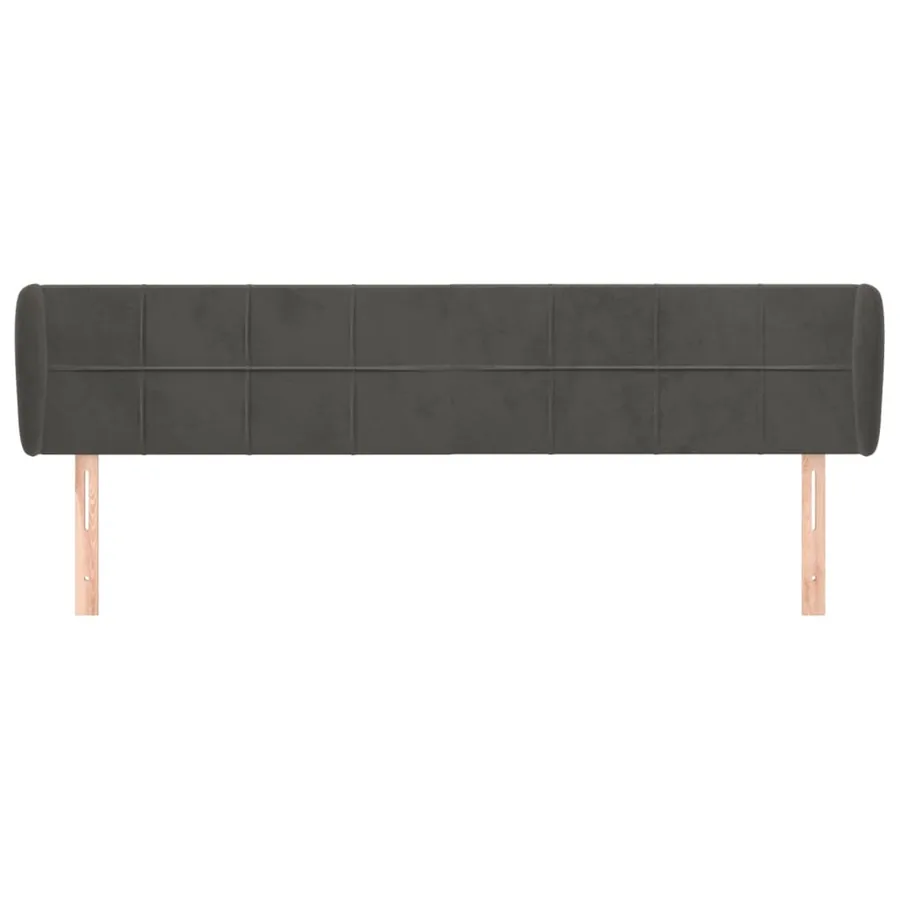 Tête de lit avec oreilles Gris foncé 163x23x78/88 cm Velours - 3