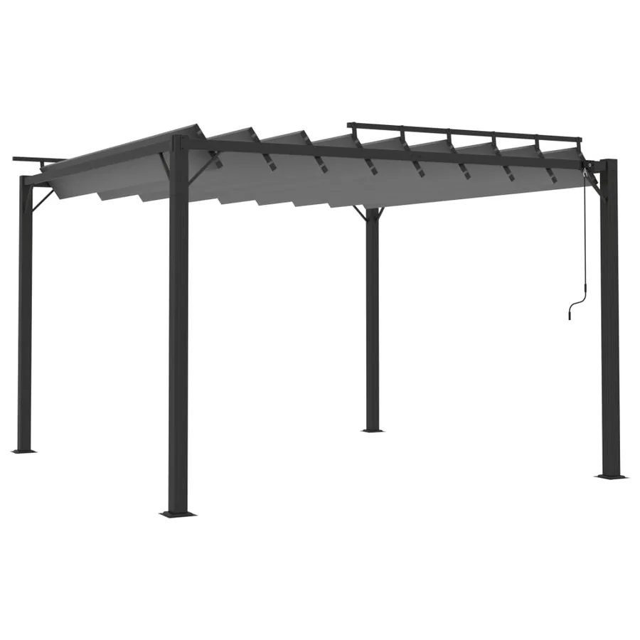 Tonnelle avec toit à persienne 3x3 m Anthracite Tissu aluminium - 2