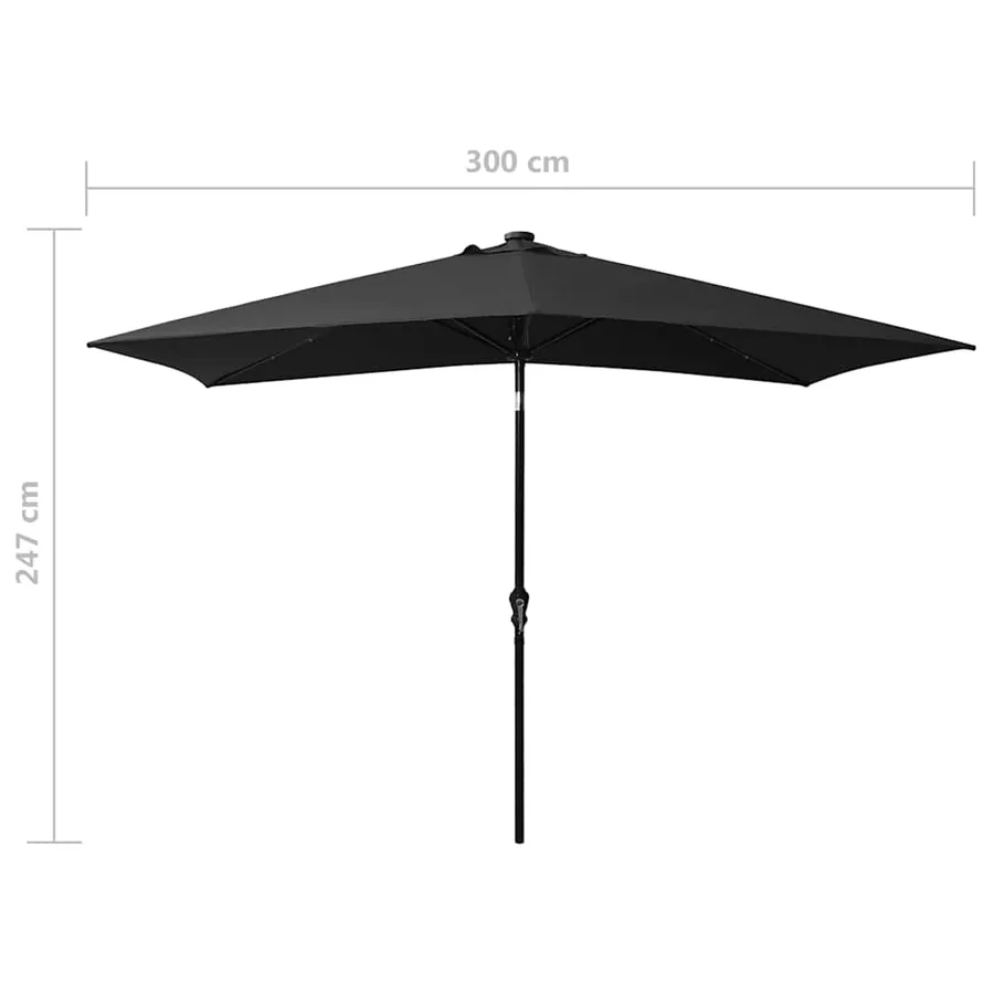 Parasol de jardin avec LED et mât en acier noir 2x3 m - 11