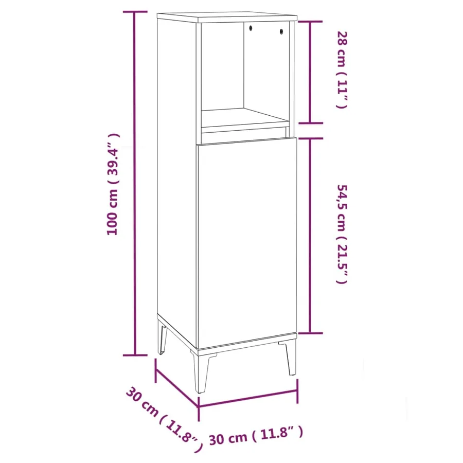 Armoire salle de bain sonoma gris 30x30x100 cm - 11