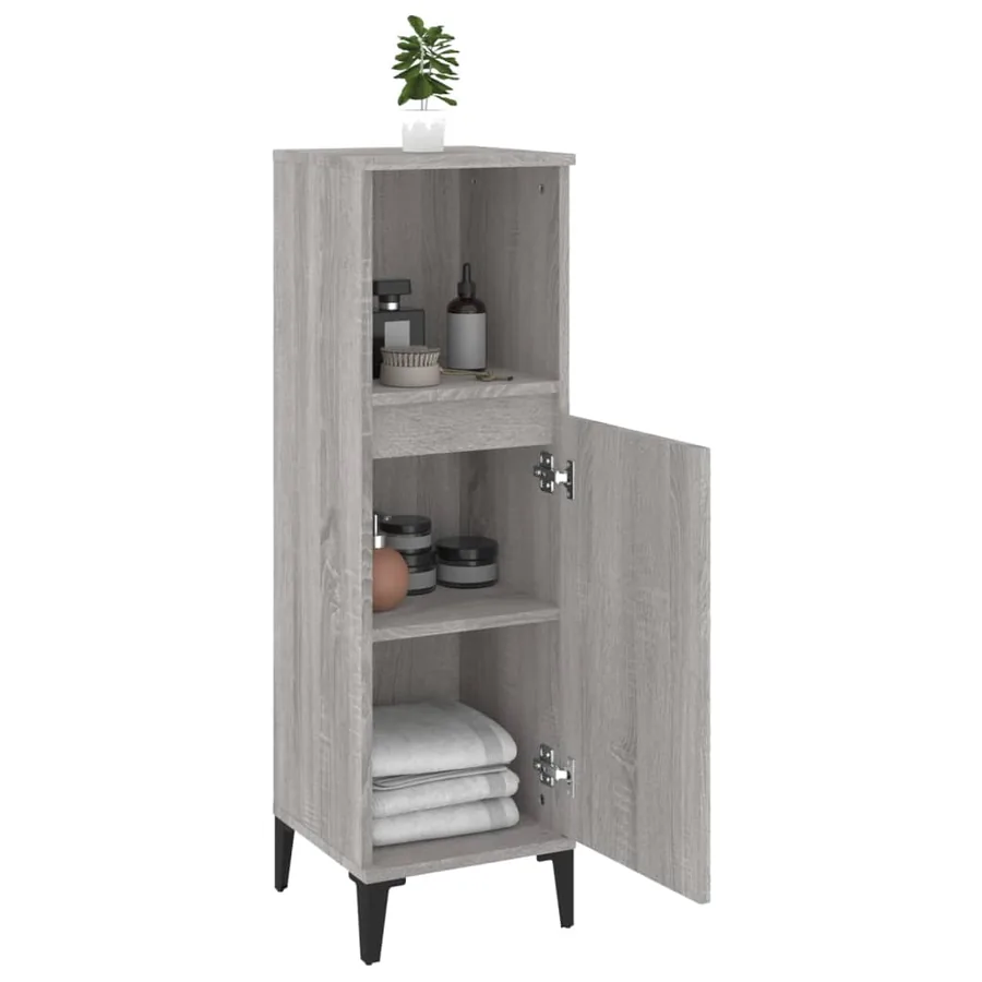 Armoire salle de bain sonoma gris 30x30x100 cm - 4
