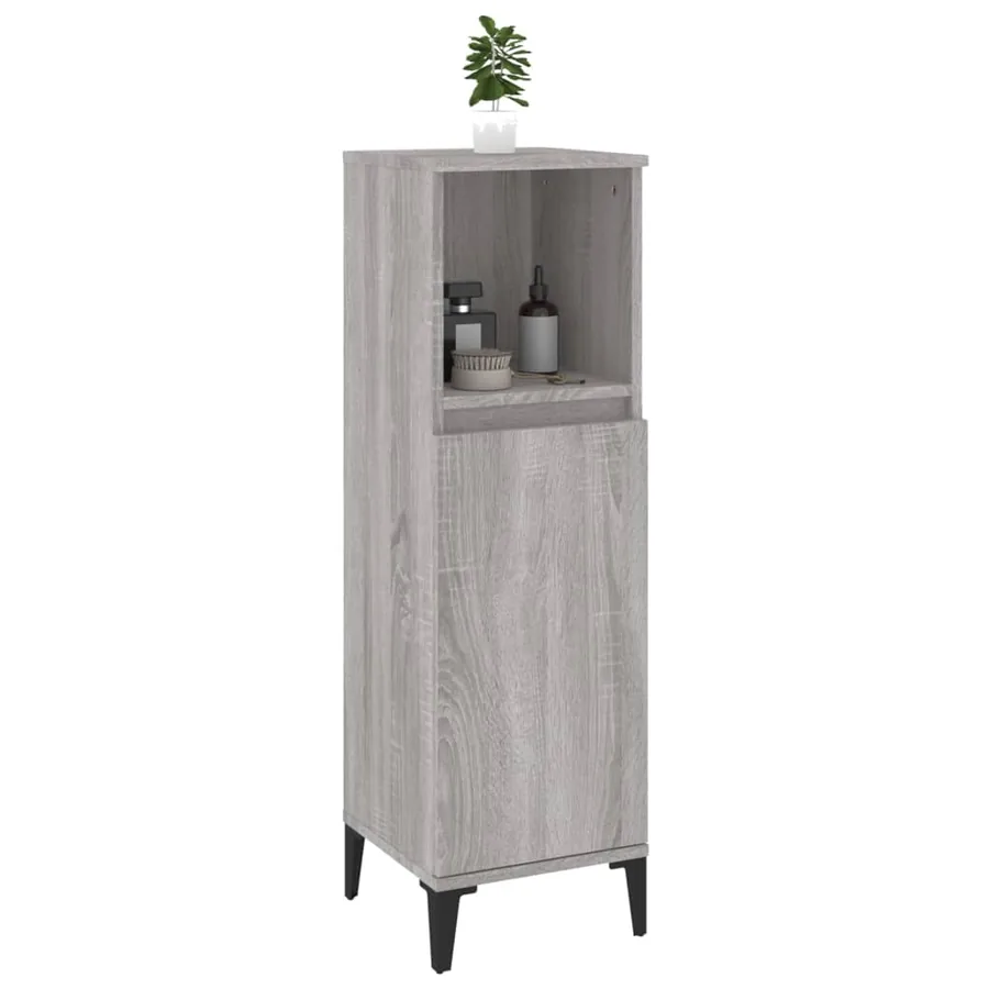 Armoire salle de bain sonoma gris 30x30x100 cm - 5