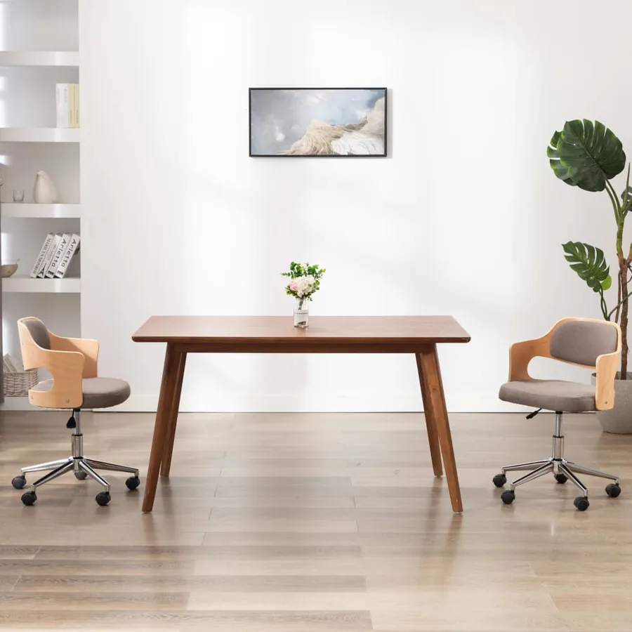Chaises pivotantes à manger lot de 2 taupe bois courbé et tissu