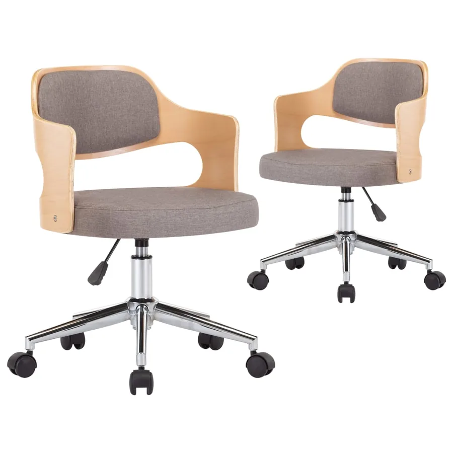 Chaises pivotantes à manger lot de 2 taupe bois courbé et tissu - 2